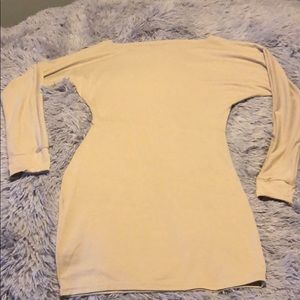 Long Sleeve, Tan Mini Dress